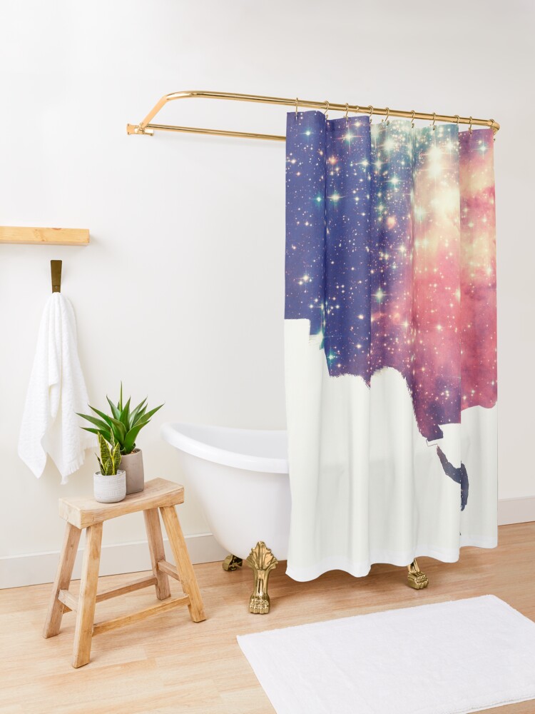 Alternate view of Painting the universe (Colorful Negative Space Art) Shower Curtain