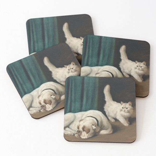 Item preview, Resting Bulldog and white Persian Cat (20th century) - Arthur Heyer designed and sold by SALON DES ARTS.