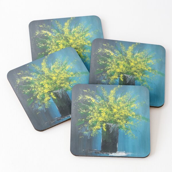 Item preview, Yellow Gypsophila flowers acrylic painting  designed and sold by UnaBonitaArt.
