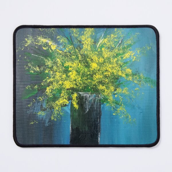 Item preview, Yellow Gypsophila flowers acrylic painting designed and sold by UnaBonitaArt.