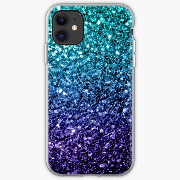 Beautiful Aqua blue Ombre glitter sparkles iPhone Soft Case