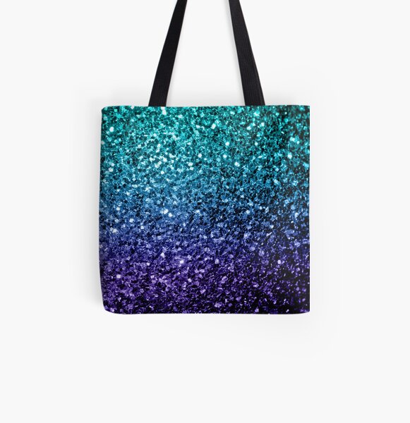 Beautiful Aqua blue Ombre glitter sparkles All Over Print Tote Bag