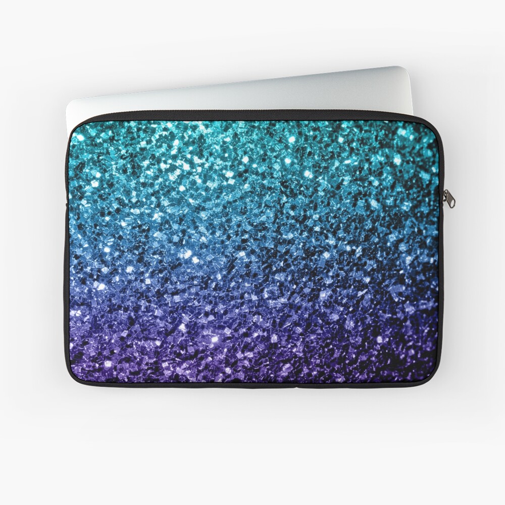 Beautiful Aqua blue Ombre glitter sparkles Laptop Sleeve