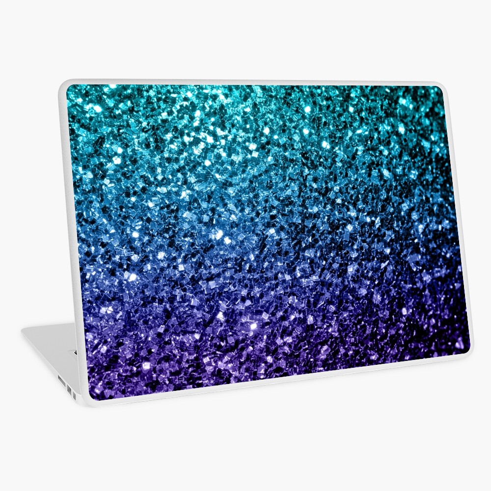 Beautiful Aqua blue Ombre glitter sparkles Laptop Skin