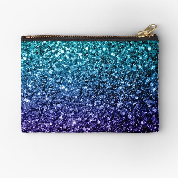Beautiful Aqua blue Ombre glitter sparkles Zipper Pouch