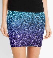 Beautiful Aqua blue Ombre glitter sparkles Mini Skirt