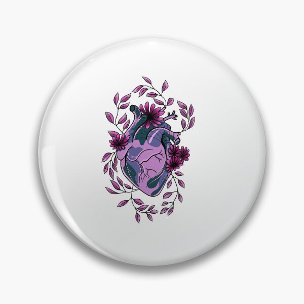 Item preview, Mauve, Pink and Lilac anatomically correct heart with flowers and leaves cute gift designed and sold by AnanasArt.