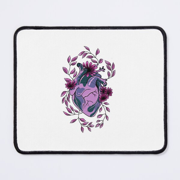 Item preview, Mauve, Pink and Lilac anatomically correct heart with flowers and leaves cute gift designed and sold by AnanasArt.