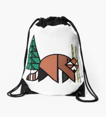 Red Panda Geometric Drawstring Bag
