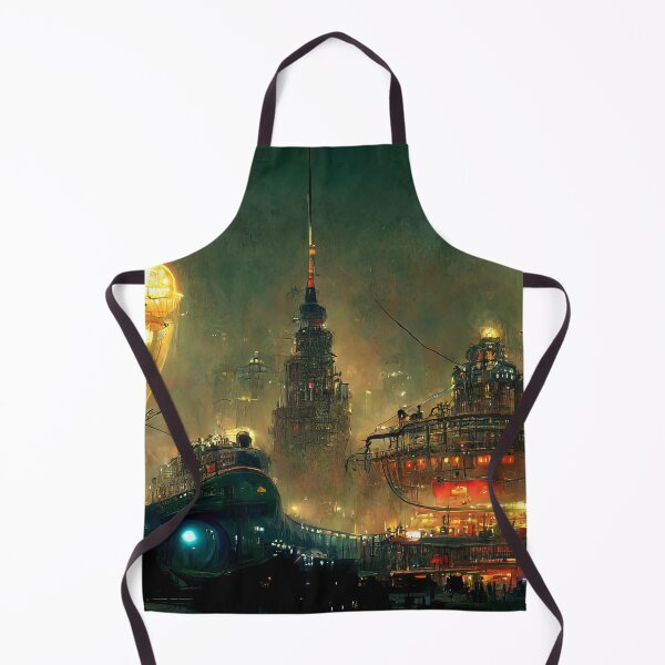 Item preview, Steampunk airship over city streets designed and sold by DigitalDreamArt.