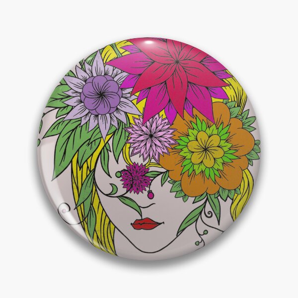 Item preview, girl with face covered with flowers designed and sold by KRITERSart.