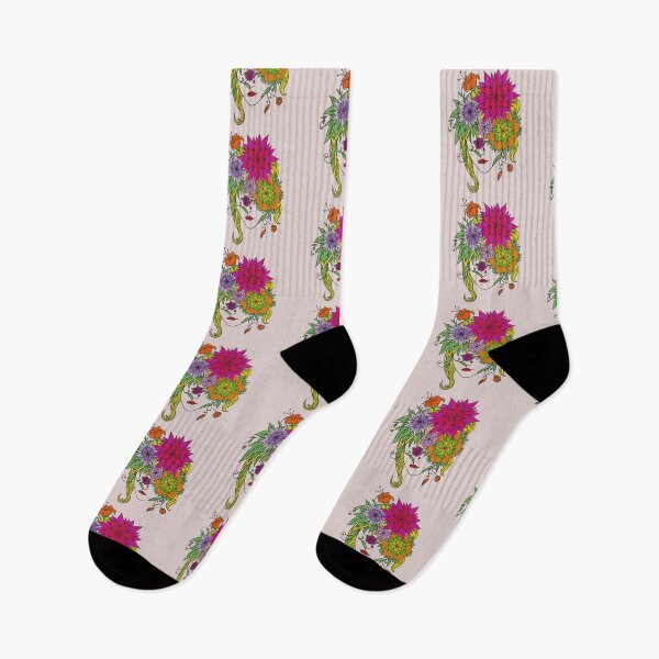Item preview, girl with face covered with flowers designed and sold by KRITERSart.