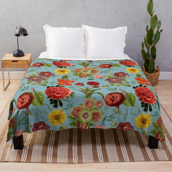 Artikelvorschau, Vintage Blumen und Rosen exotischen Sommergarten, botanische Muster, florale Illustration, Vintage blau Vintage floral entworfen und verkauft von ZeinabTaha.