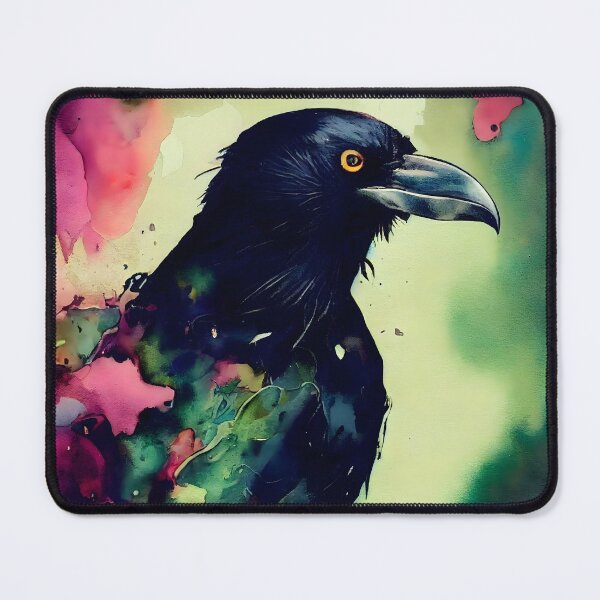 Item preview, Crow Raven Grunge Paint Splatter Multi Colored Watercolor Illustration designed and sold by CGSGraphics.