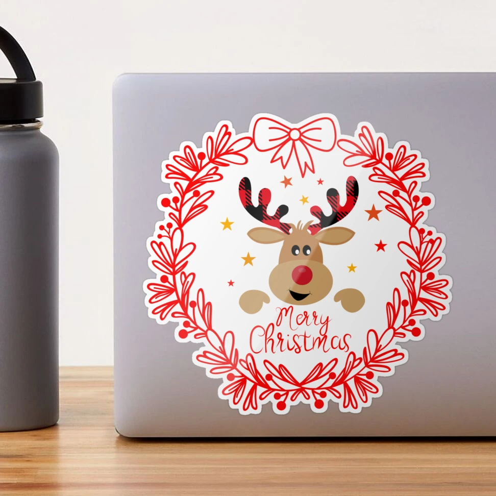 Merry Christmas Reindeer Pattern Water Bottle