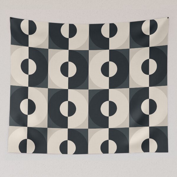 Item preview, Retro Square and Circle Tile Black and White designed and sold by Blue-Banana.
