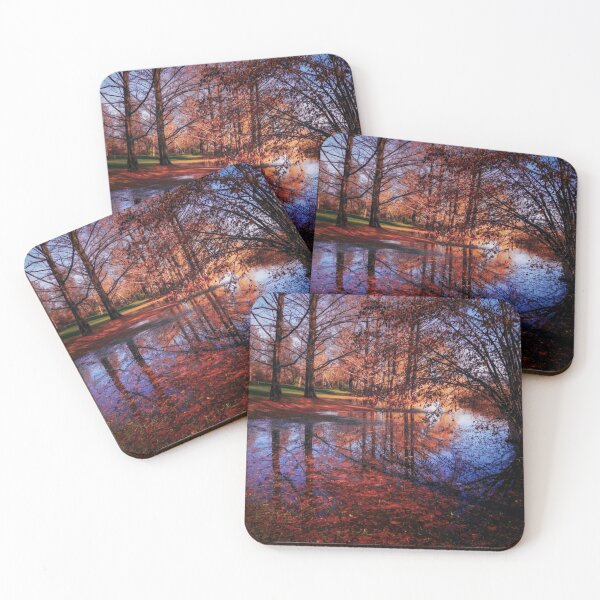 Item preview, tree reflection in water, autumn fallen leaves designed and sold by marghe41.