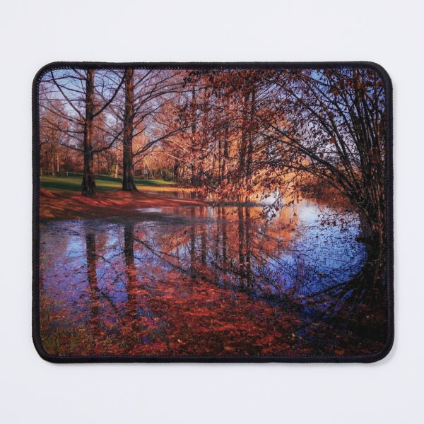 Item preview, tree reflection in water, autumn fallen leaves designed and sold by marghe41.