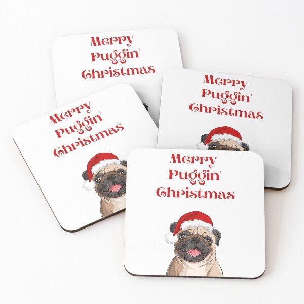 Item preview, Merry Puggin' Christmas, Cute Pug wearing Santa Hat, Pug Christmas, Willow Days designed and sold by avit1.