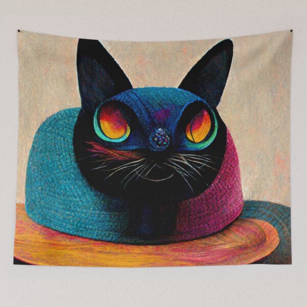 Item preview, Cat in the hat surreal paiting designed and sold by AmazinfArt.
