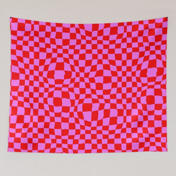 Item preview, Red and Pink Wavy Checker Pattern designed and sold by Julie Erin Designs.
