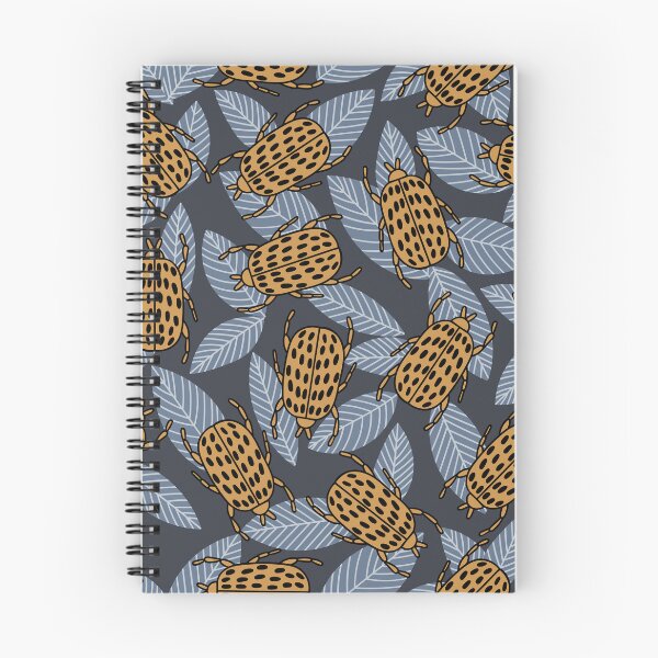 Item preview, Pattern with golden beetles, gray leaves on a dark gray background. designed and sold by Drozdova.