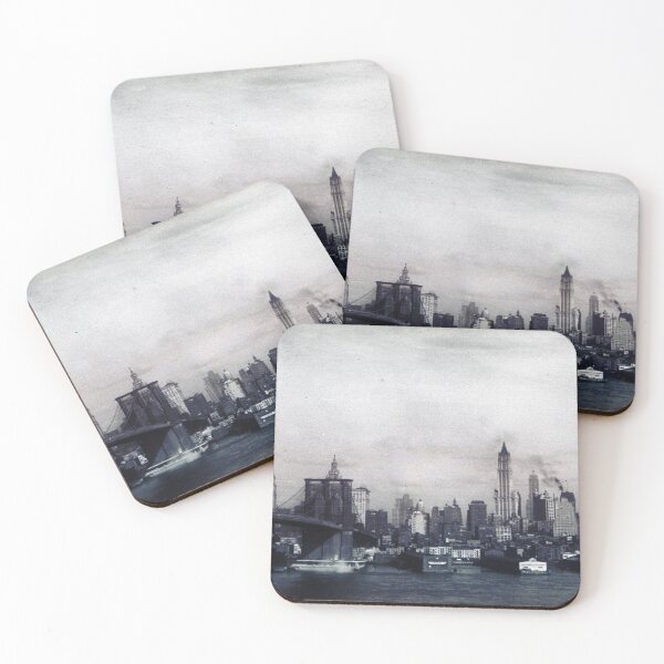 Item preview, 1940s - Monochrome View of Brooklyn Bridge - Gritty Photo with Imperfections, New York City designed and sold by thatwaslife.
