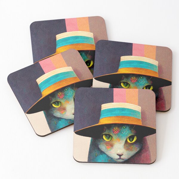 Item preview, Surreal, Super cool cat wearing a hat, colorful designed and sold by AmazinfArt.
