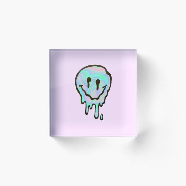 Holographic Melting Smiley Acrylic Block