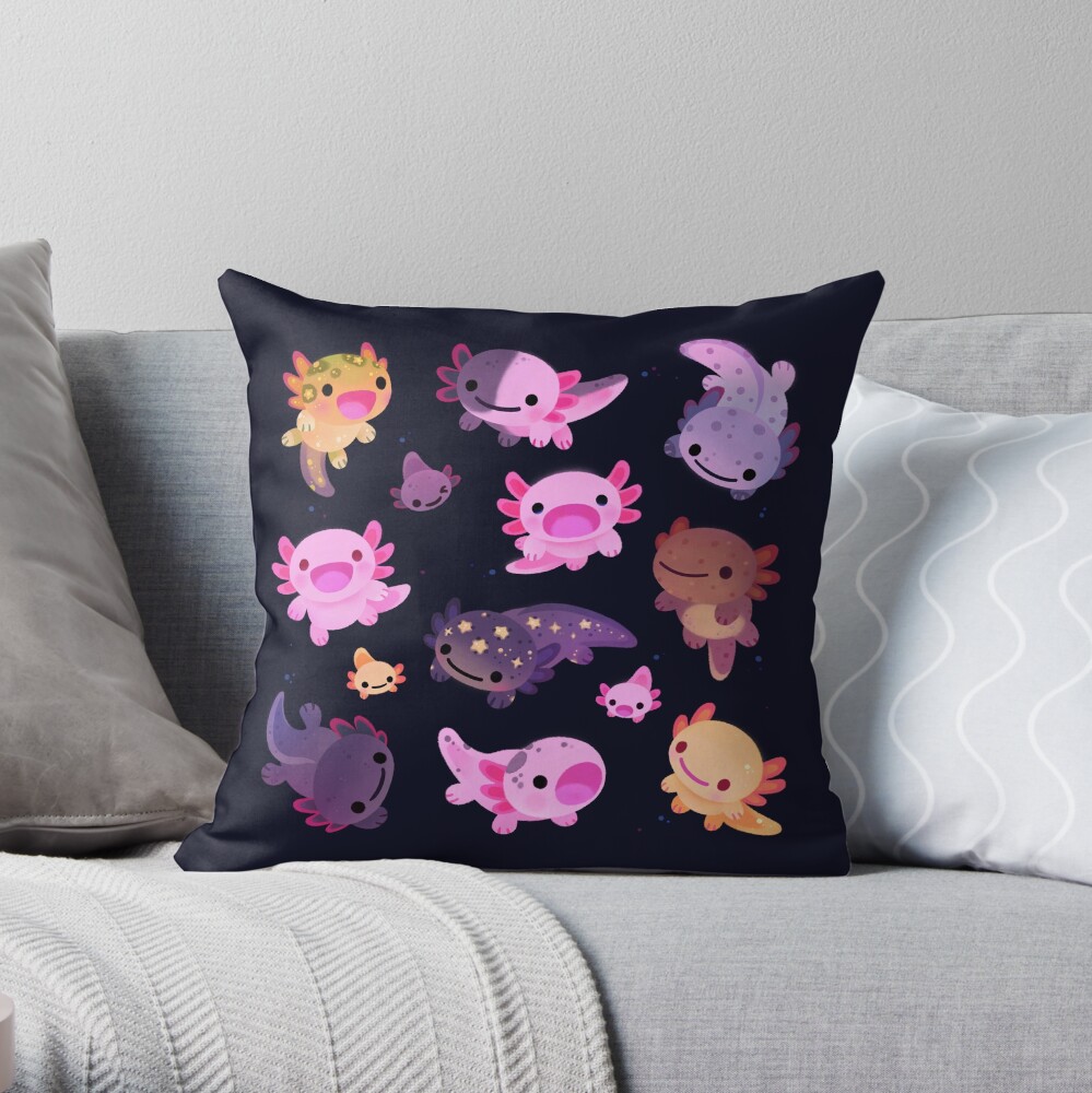 Happy axolotl Throw Pillow
