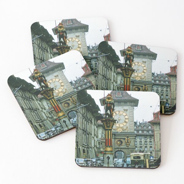 Item preview, 1950s - Zähringen Fountain, Bear Statue and Zytglogge Clock Tower seen at the Old Town, Bern, Switzerland designed and sold by thatwaslife.