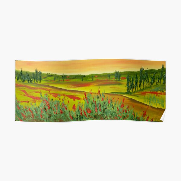 Tuscan Poppy Colours 20x 9 inches Poster