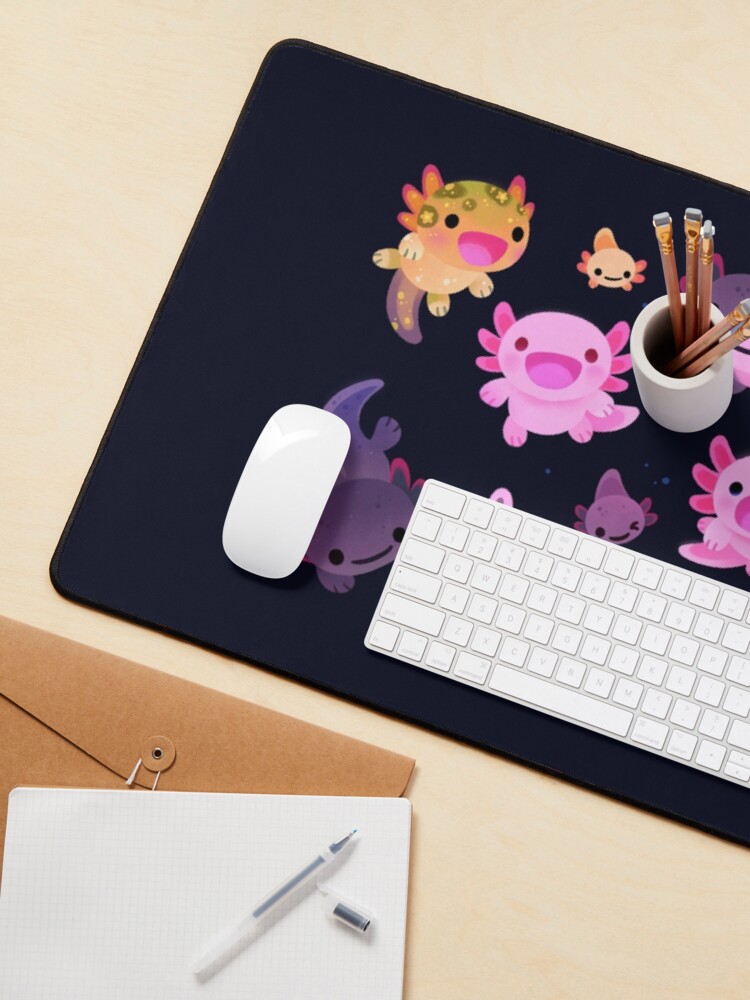 Thumbnail 3 of 5, Mouse Pad, Happy axolotl designed and sold by pikaole.