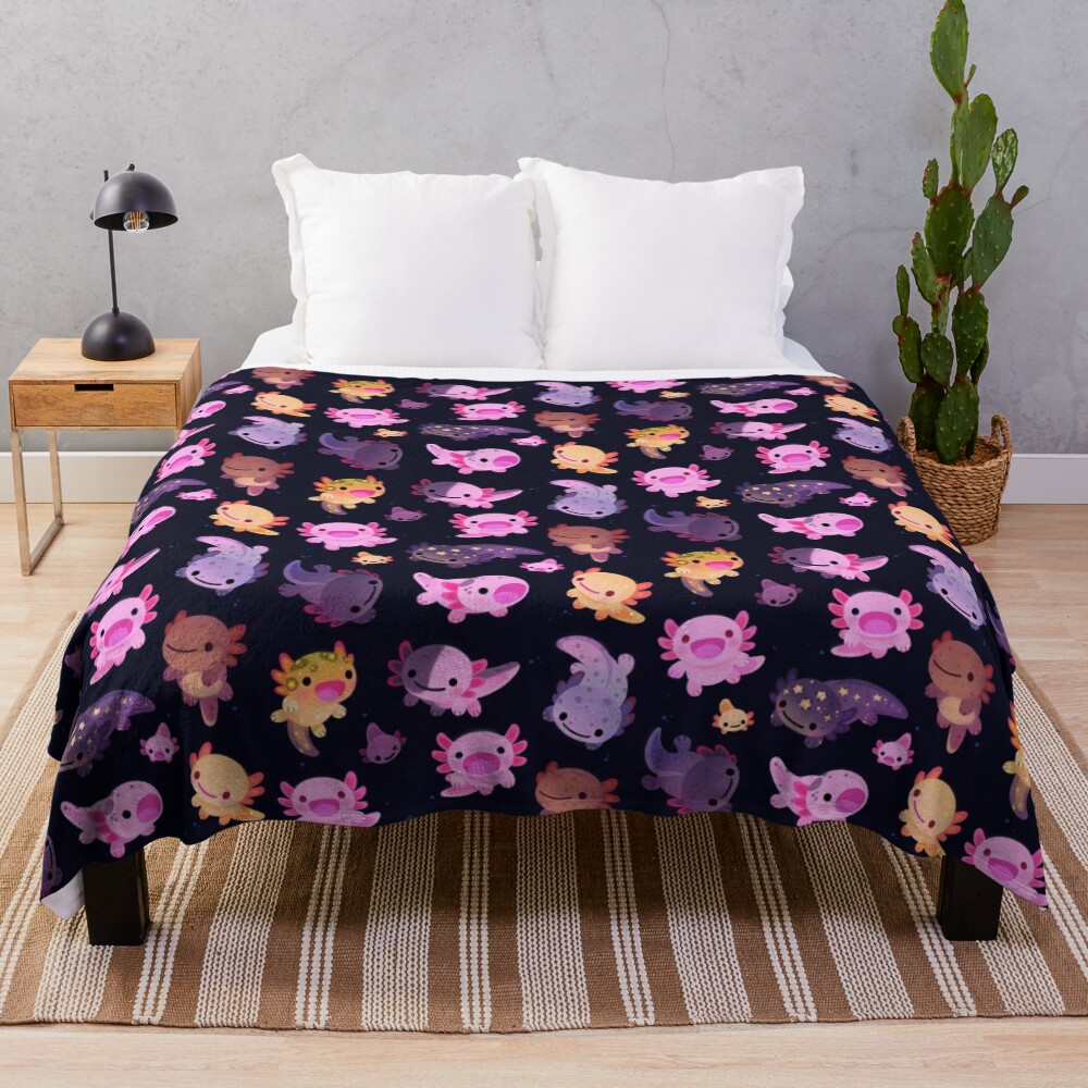 Happy axolotl Throw Blanket