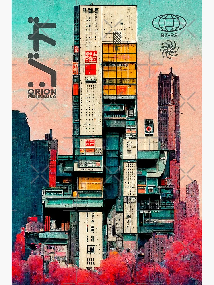 Cyberpunk Dystopia City Ukiyo-e Japanese Retro Style | Poster