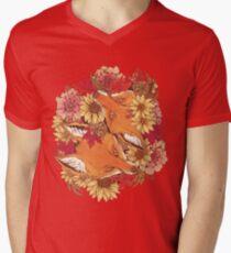 Camiseta para hombre de cuello en v Autumn Fox Bloom