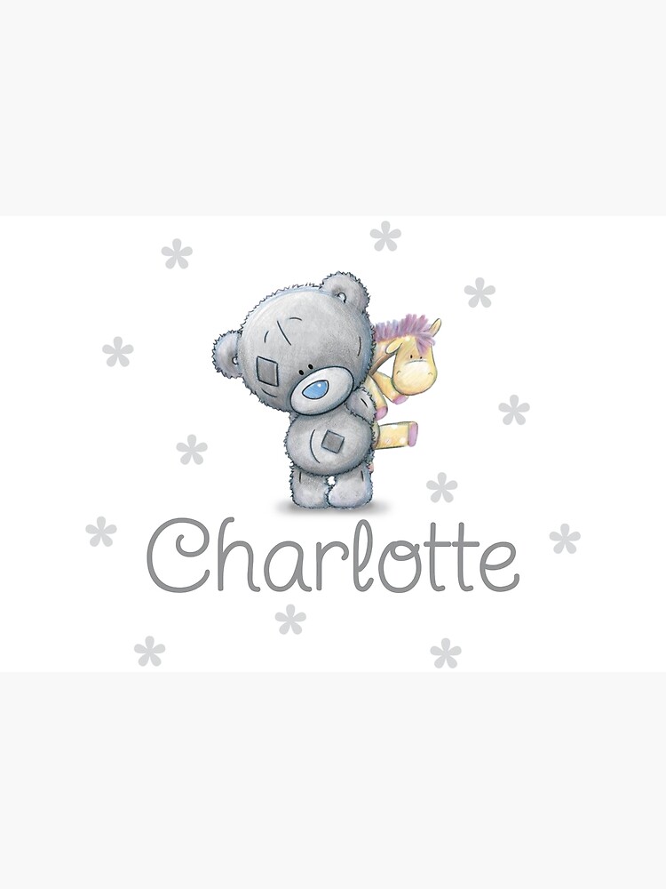 CHARLOTTE Grey Teddy Bear with Baby Girl Name CHARLOTTE | Greeting Card