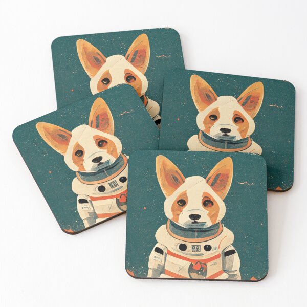 Item preview, Blue and Orange Corgi Dog Astronaut  designed and sold by maebella-art.