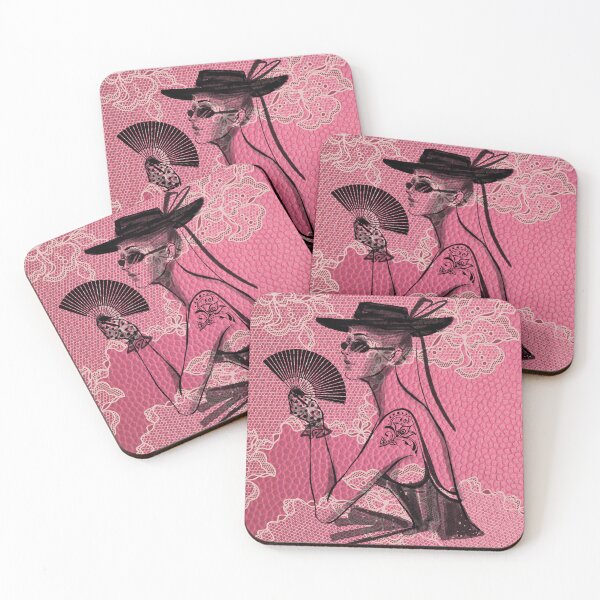 Item preview, Leather and Lace... An elegant woman set off against pink leather and lace designed and sold by ditzy-designs.