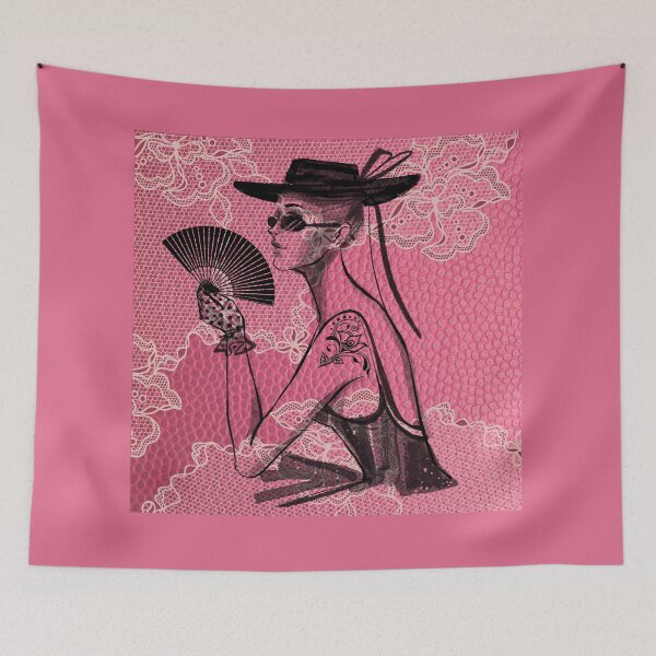 Item preview, Leather and Lace... An elegant woman set off against pink leather and lace designed and sold by ditzy-designs.