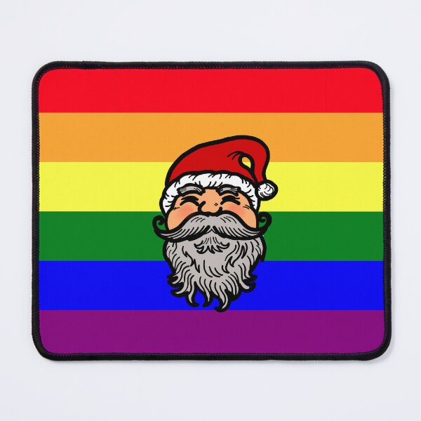 Item preview,  Drawing of Santa Claus face on gay pride flag background to celebrate Christmas designed and sold by Nalidsa Sukprasert.