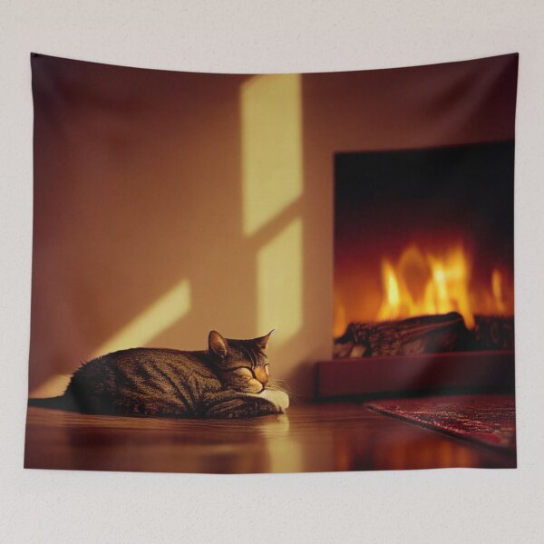 Item preview, Cat Napping Next To Fireplace designed and sold by DirtyBirdLad.