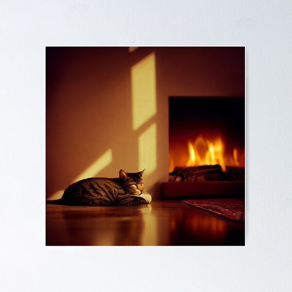 Item preview, Cat Napping Next To Fireplace designed and sold by DirtyBirdLad.