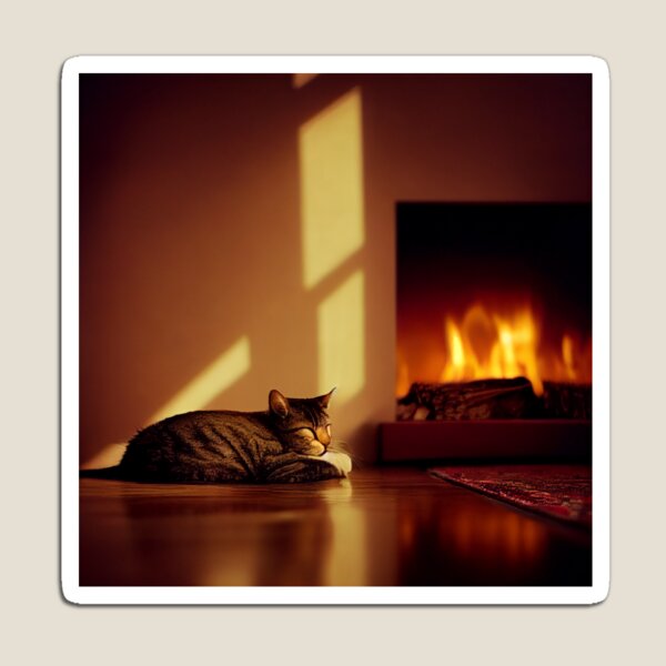 Item preview, Cat Napping Next To Fireplace designed and sold by DirtyBirdLad.