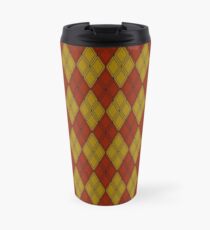 Brown and Brown Argyle Travel Mug