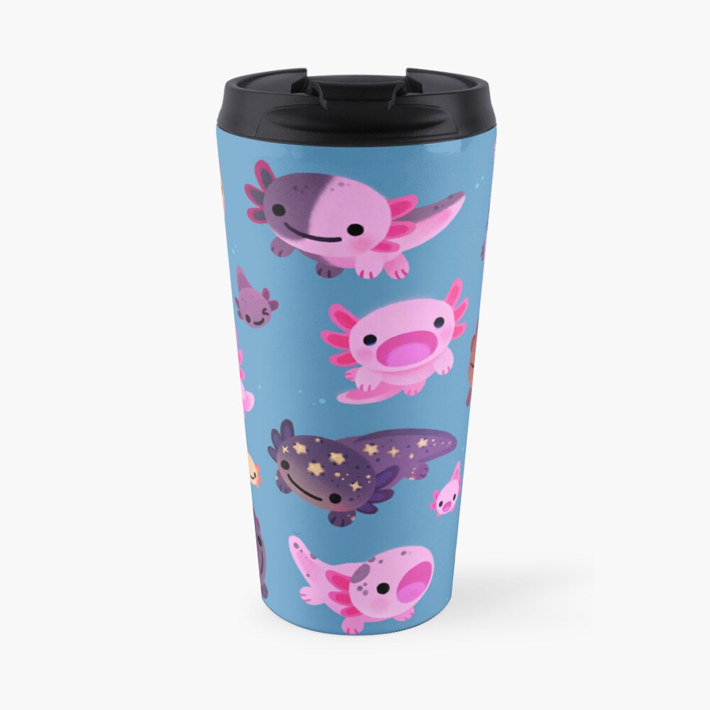Happy axolotl - blue Travel Coffee Mug