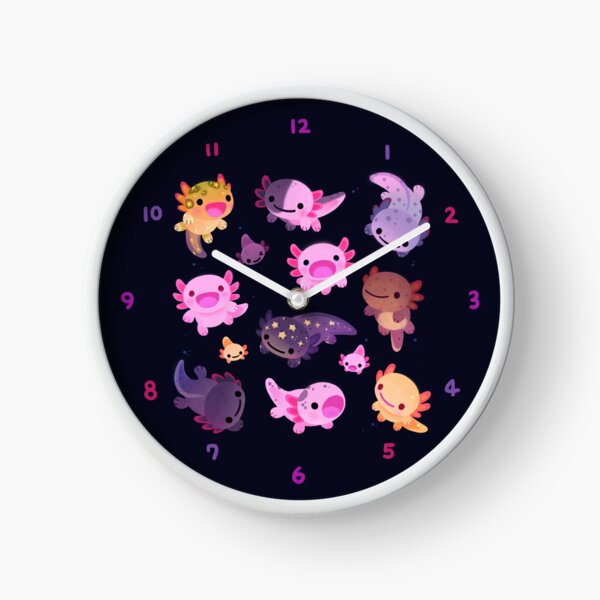 Happy Axolotl Clock For Sale By Pikaole Redbubble