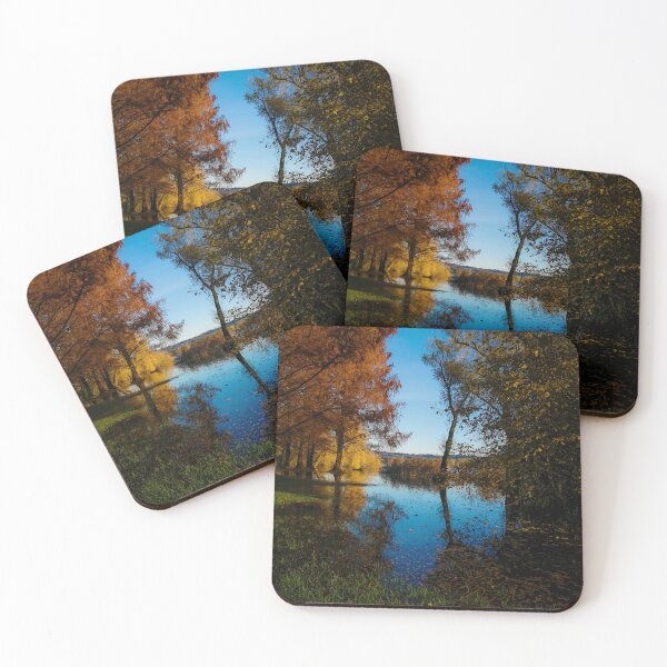 Item preview, Photography color lake and sky, autumn fallen leaves  designed and sold by marghe41.
