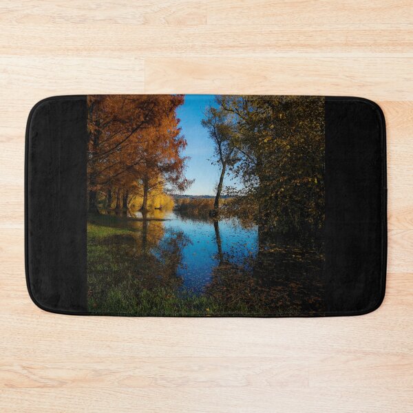 Item preview, Photography color lake and sky, autumn fallen leaves  designed and sold by marghe41.