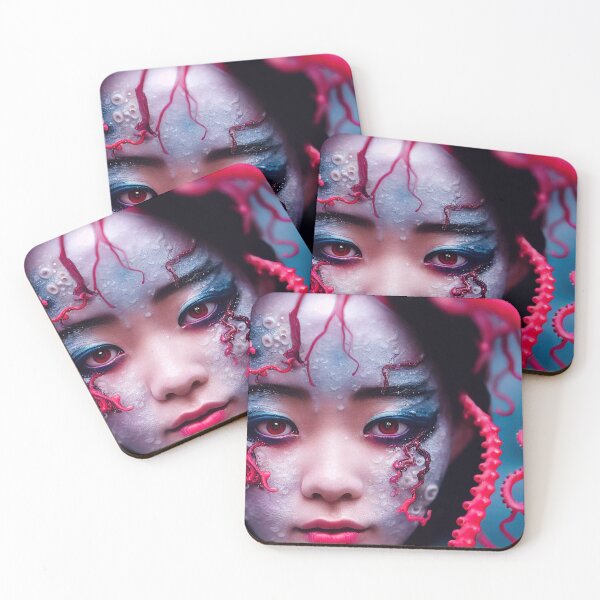 Item preview, Vibrant japanese squid girl wrapped in octopus tentacles designed and sold by RK - Shop.